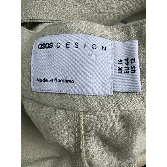 NWOT Asos Designs Size 12 High Neck Plunge Maxi Dress Blouson Sleeves Soft Green - Picture 9 of 13